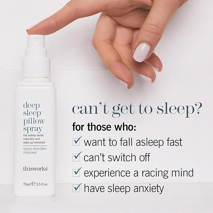 This Works Deep Sleep Pillow Talk Set – Natural Sleep Remedy Duo with Lavender Camomile &amp Vetivert – 75ml Pillow Spray &amp 5ml Stress-Check Roll-On ($42 Value Set)