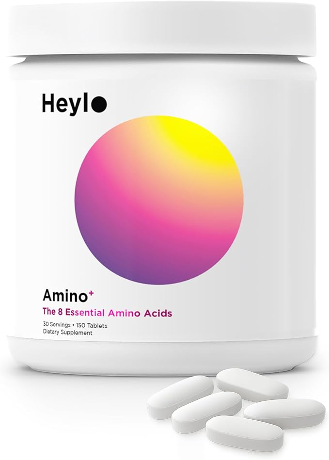 Heylo Amino+ Acid Supplement Blend - Essential Amino Acids with BCAAs for Muscle Recovery Energy and Protein Synthesis | Healthy Skin &amp Joints - Vegan Non-GMO 150 Tablets