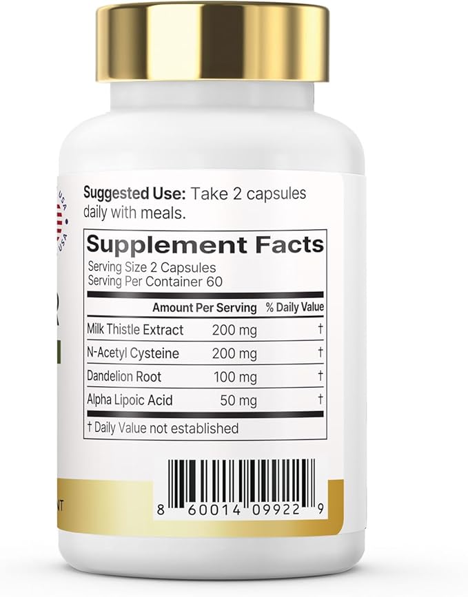 ClearLiver Milk Thistle &amp NAC Supplement – Liver Wellness &amp Antioxidant Support with Dandelion Root &amp Alpha Lipoic Acid – 60 Capsules