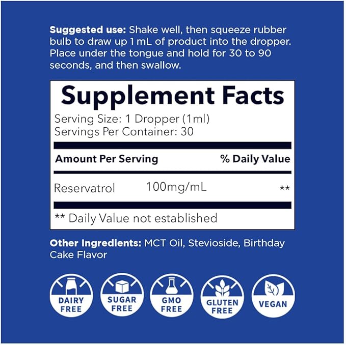 Nanoceutical Solutions Nano Liquid Resveratrol Trans Resveratrol Supplement for Brain &amp Heart Health | Ultra-Efficient Absorption Up to 8 Times Higher Than Resveratrol Capsules | 30 Servings