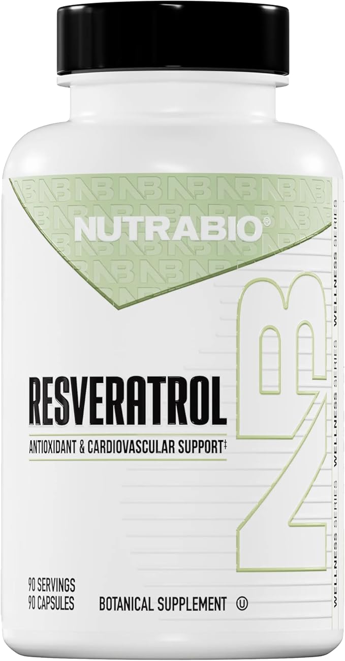 NutraBio 98% Pure Resveratrol Supplement 500mg - Standardized to 490mg Trans Resveratrol Heart Health and Antioxidant Defense - 90 Capsules - 90 Servings