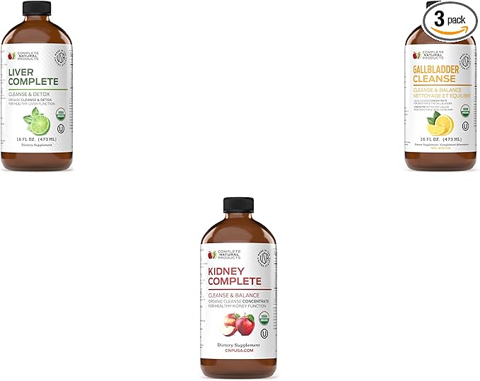 Complete Natural Products Liver Complete 16oz Gallbladder Complete 16oz &amp Kidney Complete 16oz Bundle