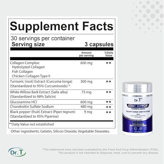 Dr. T Joint Health Bundle: Glucosamine/Chondroitin MSM Cream with Collagen + Joint Support Supplement | Athlete-Grade Joint &amp Muscle Relief | Non-GMO Gluten-Free Made in USA