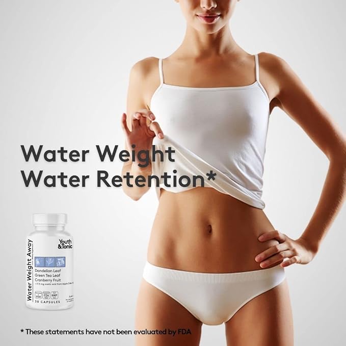Youth &amp Tonic Bloating Relief with Pre &amp Probiotics from Water Retention Gas or Food Digestion with Water Pills Liquid Activated Charcoal and Digestive Enzymes Bundle Pack