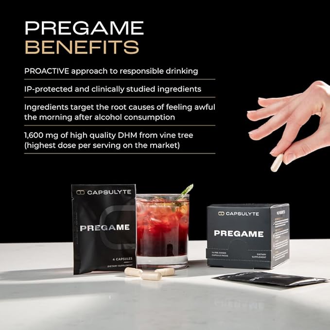 Pregame | Prevent Feeling Awful After Drinking | Alcohol Aid and Liver Health | Doctor Formulated | DHM N-Acetyl Cysteine NAC Milk Thistle (14 Doses 56 Capsules)