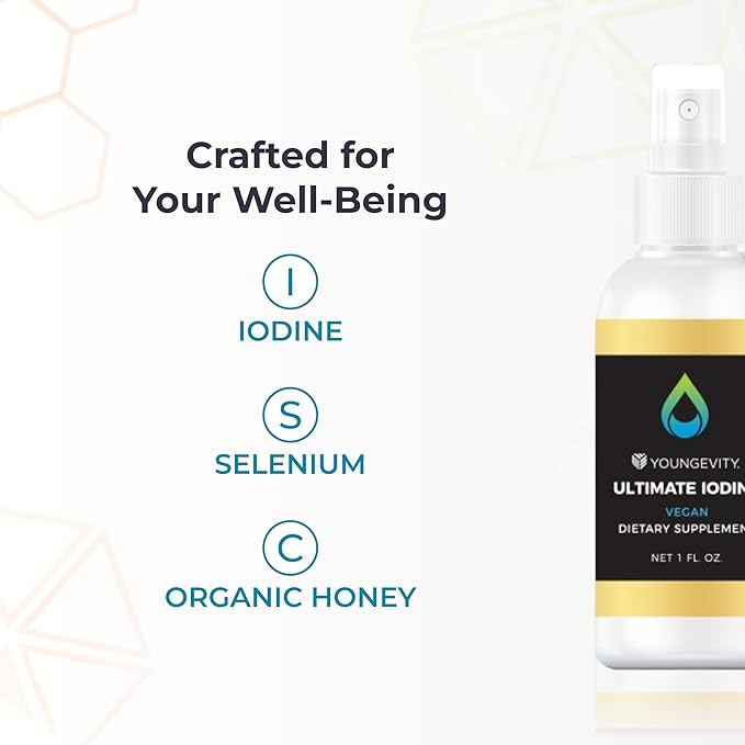 Youngevity Ultimate Iodine Supplement – Vegan Supplement with 300 mcg Iodine B12 Zinc Selenium &amp Copper – Liquid for Energy Metabolism Hormone Balance – Non-GMO Gluten-Free