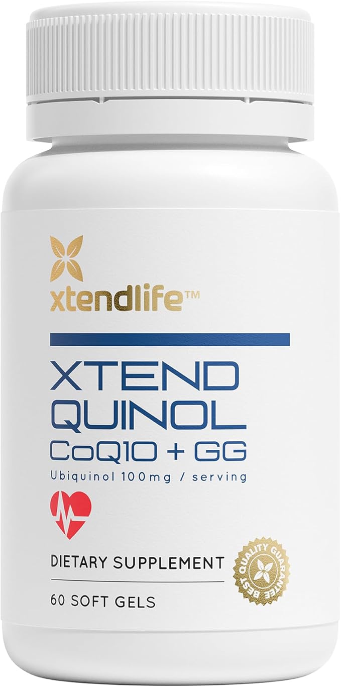 Xtendlife Xtend-Quinol CoQ10 Supplement for Heart Health Cellular Energy and Aging Health - Ubiquinol and GG for CoEnzyme Q10 Production - 60 Day Supply