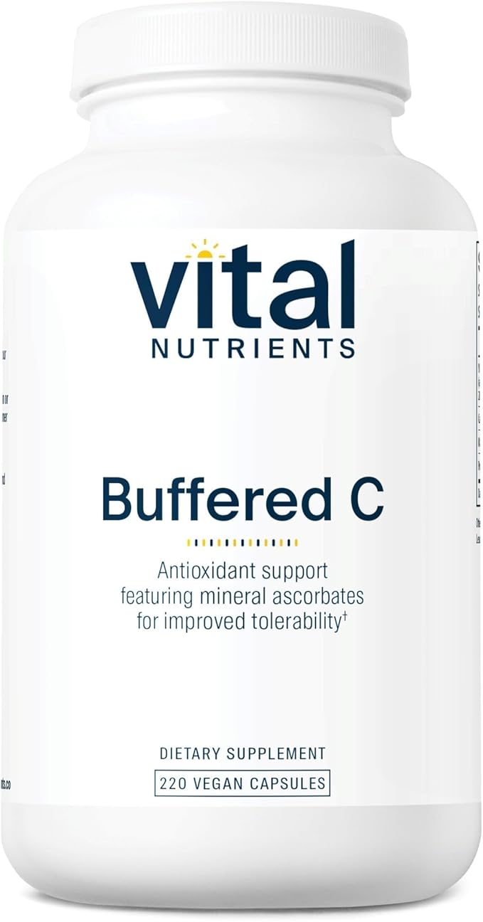 Vital Nutrients Buffered Vitamin C 500mg - Vegan Gentle Vitamin C for Sensitive Individuals* - Immune Support Supplement* - Gluten Dairy and Soy Free - Non-GMO - 220 Capsules