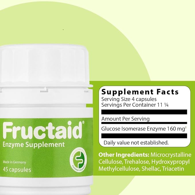 Enzyme Supplement - 45 Capsules so that You can Enjoy Fruits Fruit Juices Soft Drinks and Sweets Again Dietary Supplement Gluten-Free Lactose-Free