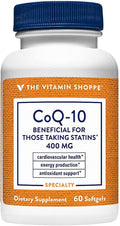 The Vitamin Shoppe CoQ-10 400mg Beneficial for Those Taking (60 Softgels)