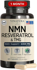VINATURA NMN Complex Supplement 1325MG - NMN 1000mg with Resveratrol and TMG Support NAD+ 60 Capsules