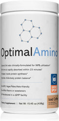 OptimalAmino Amino Acid Powder | 99% Utilized Essential Amino Acid (EAA) Supplement | Pre/Post Workout &amp Muscle Recovery | NSF for Sport Certified | Iced Coffee Flavor