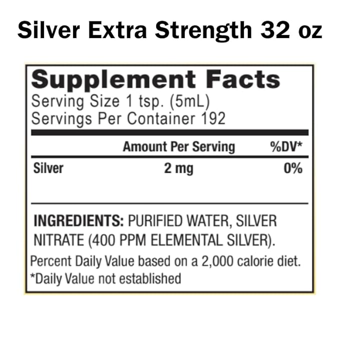 Silver Ionic Mineral Water Extra Strength 4x Concentrate 400 ppm 32 fl. oz.