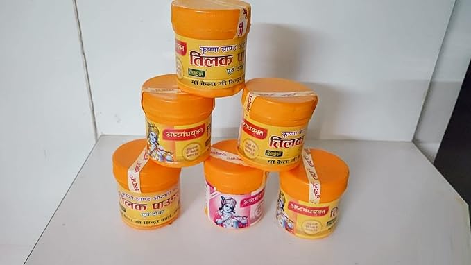 Ashtagandha Kumkum Tilak Pure Chandan Powder for God Poojan Each 50g Pack of 6 Pcs