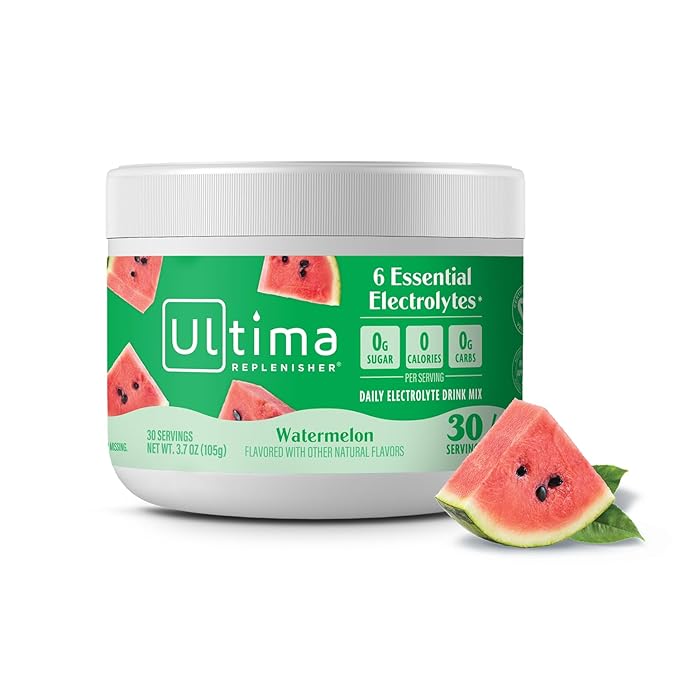 Ultima Replenisher Daily Electrolyte Powder Drink Mix – Sugar Free – Watermelon 30 Servings – Hydration Powder with 6 Key Electrolytes and Trace Minerals – Keto Friendly Vegan Non-GMO