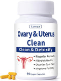 Lunza Ovary and Uterus Cleanse Uterus Cleanse Regular Periods Fertility Ovarian Cyst Health &amp Fibroids Support for Abnormal Bleeding No Cramps 60 Vegan Capsules