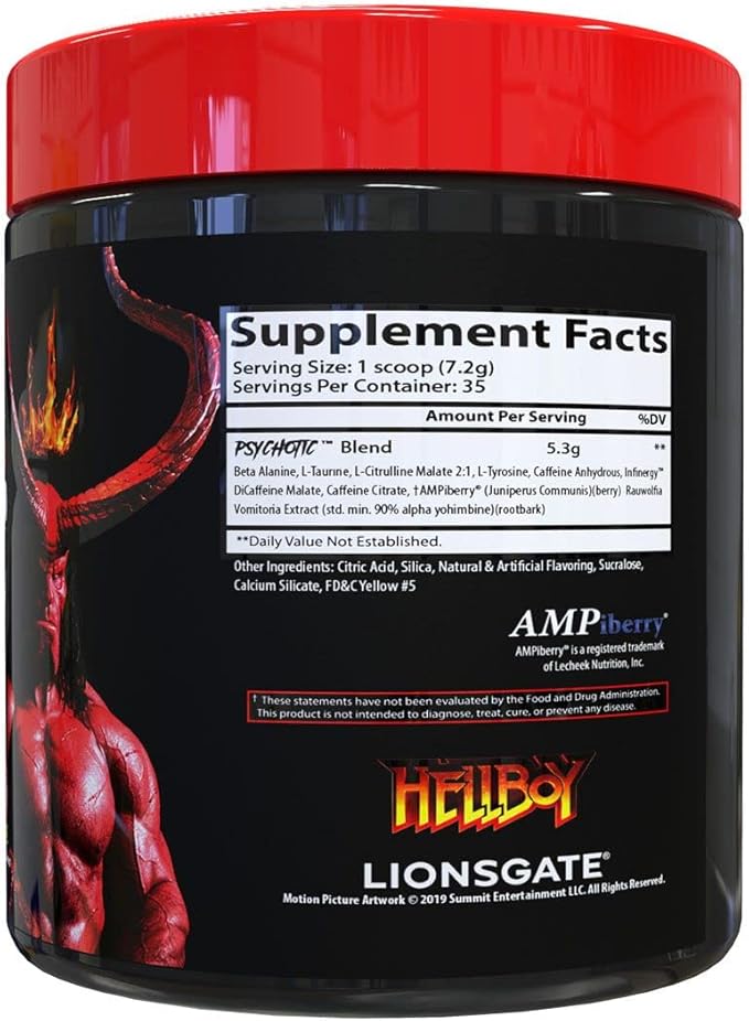 Insane Labz Hellboy Bundle Psychotic Hellboy Pre Workout and Insane Amino BCAA Increase Muscle Mass Strength Focus and Recovery Time Lemonade