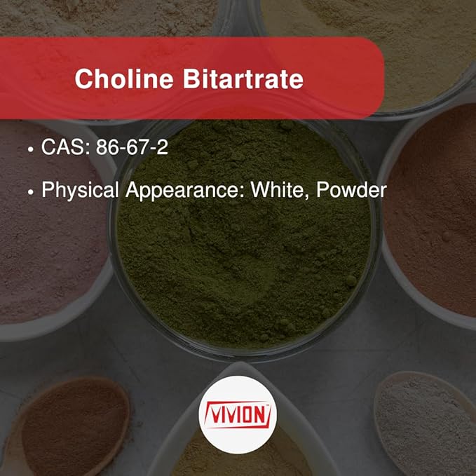 Choline Bitartrate (DL+) Powder 1000 Grams - Food Grade Coated Nootropic Nutraceutial Supplement Bulk Ingredient - 1 kg (2.2 lb)
