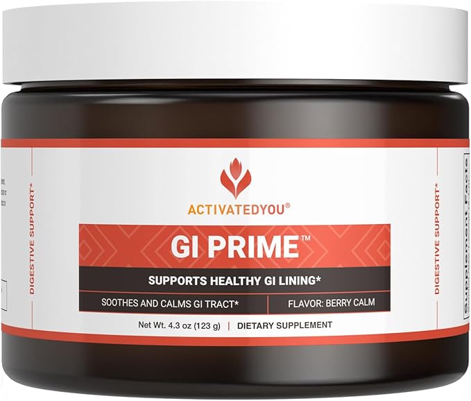 ACTIVATEDYOU GI Prime Digestive Health Drink to Support a Healthy GI Lining Improve Digestive Comfort and Energy - Berry Calm Flavor (30 Servings)
