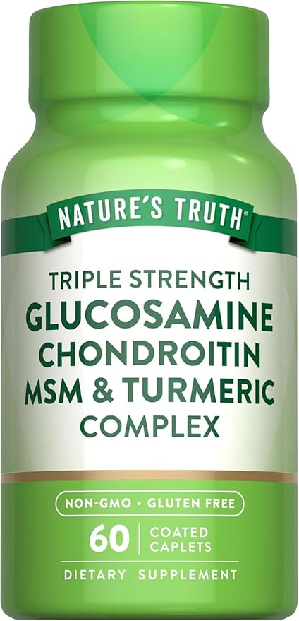 Nature's Truth Triple Strength Glucosamine Chondroitin MSM Complex Dietary Supplement - 60 Coated Caplets Pack of 6
