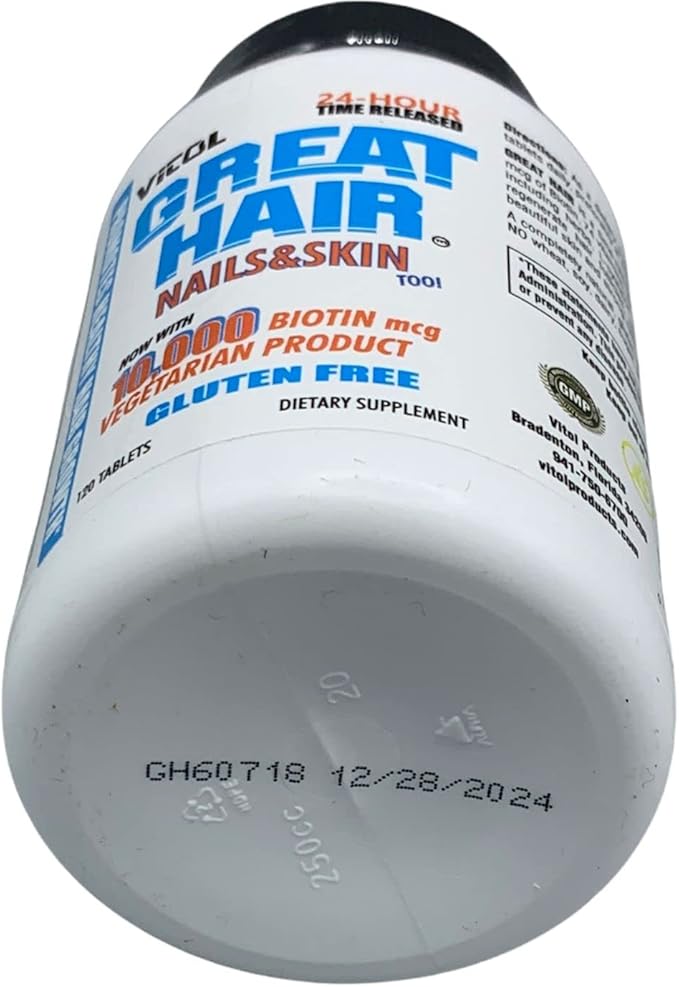 Vitol Great Hair Time Released 10000 mcg Biotin 120 Tablets