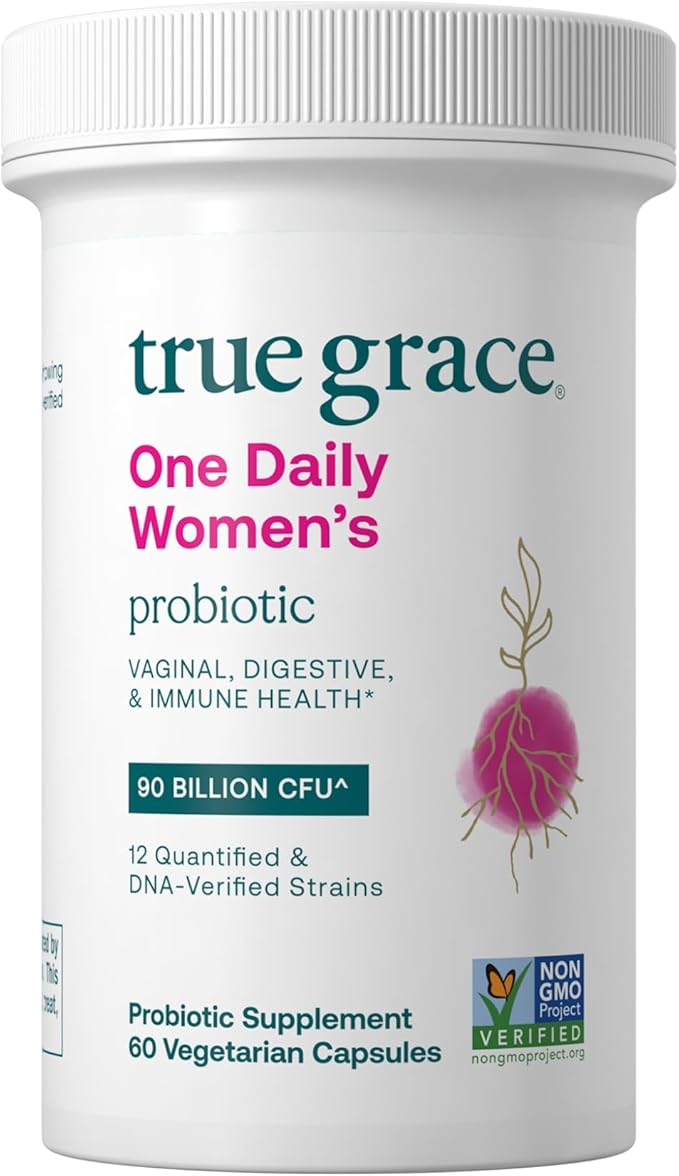 True Grace One Daily Women’s Probiotic - 60 Vegetarian Capsules - 90 Billion CFU - Digestive Vaginal &amp Immune Health - Gluten &amp Soy Free - 60 Servings