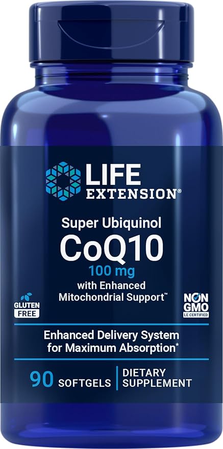 Life Extension COQ10 Super Ubiquinol 100mg with Enhanced Mitochondrial Support 90 Softgels