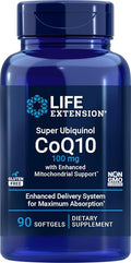 Life Extension COQ10 Super Ubiquinol 100mg with Enhanced Mitochondrial Support 90 Softgels