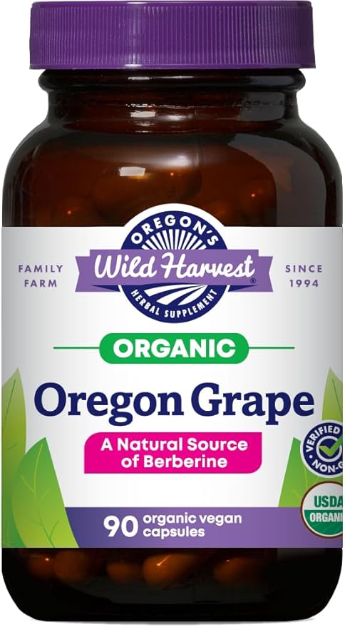 Oregon's Wild Harvest Certified Organic Oregon Grape Berberine Supplement 1140 mg 90 Count