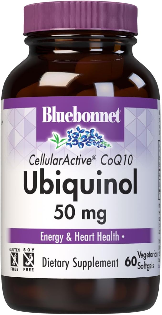 Bluebonnet Nutrition Cellular Active CoQ10 Ubiquinol 50 mg Vegetarian Softgels Heart Health &amp Cellular Health Ubiquinol from Kaneka Non GMO Gluten Free Soy Free Milk Free 60 Vegetarian Soft