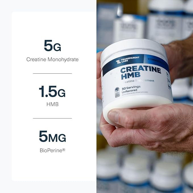 Transparent Labs Creatine HMB - Creatine Monohydrate Powder with HMB for Muscle Growth Increased Strength Enhanced Energy Output and Improved Athletic Performance - 30 Servings Hawaiian Splash