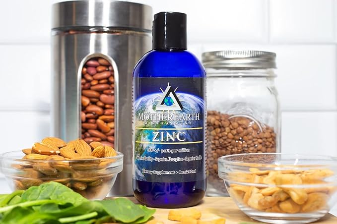 Mother Earth Minerals Ionic Liquid Zinc Supplement – High Absorption Angstrom Zinc Mineral Drops for Immune Support Enzymatic Function &amp Cellular Health 8 oz