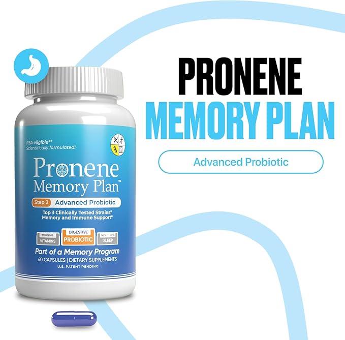 Pronene Memory Plan Advanced Probiotic | Lactobacillus Bifidobacterium bifidum Bifidobacterium longum | Supports Immunity microbiome Gut Brain axis Memory Health (60caps)