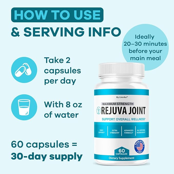 (3 Pack) Rejuva Joint - Official RejuvaJoint Supplement Pills Advanced Formula Maximum Strength Support Natural Rejuv Capsules For Overall Health &amp Wellness Supports Review 180 Capsules For 3 Mo