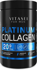 VITASEI Hydrolyzed Collagen Powder for Men - BCAA Enriched with Borojo &amp Chontaduro - Protein Powder Supplement for Enhanced Workouts Muscle Energy - Zero Sugar &amp Chocolate Flavored - 21 oz