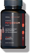 Potassium Malate 1389mg - ATP Production &amp Cellular Energy Electrolyte Balance - Elemental Potassium 500mg (240 Capsules) Vegan