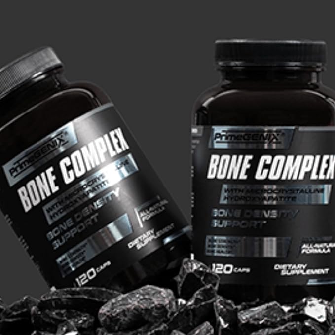 PrimeGENIX Bone Complex – Advanced Bone Strength Supplement for Men 40+ with MCHA Calcium Vitamin D3 K2 Magnesium and Zinc – Supports Bone Density and Active Lifestyles – 120 Capsules