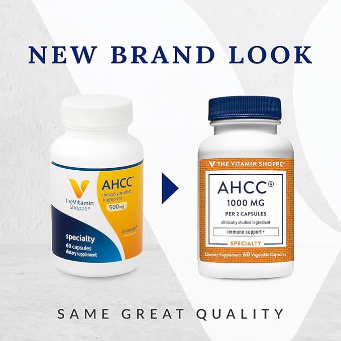 The Vitamin Shoppe AHCC 500mg - Immune System Booster &amp Cell Defense | Active Hexose Correlated Compound | 60 Veggie Caps | Mushroom Extract