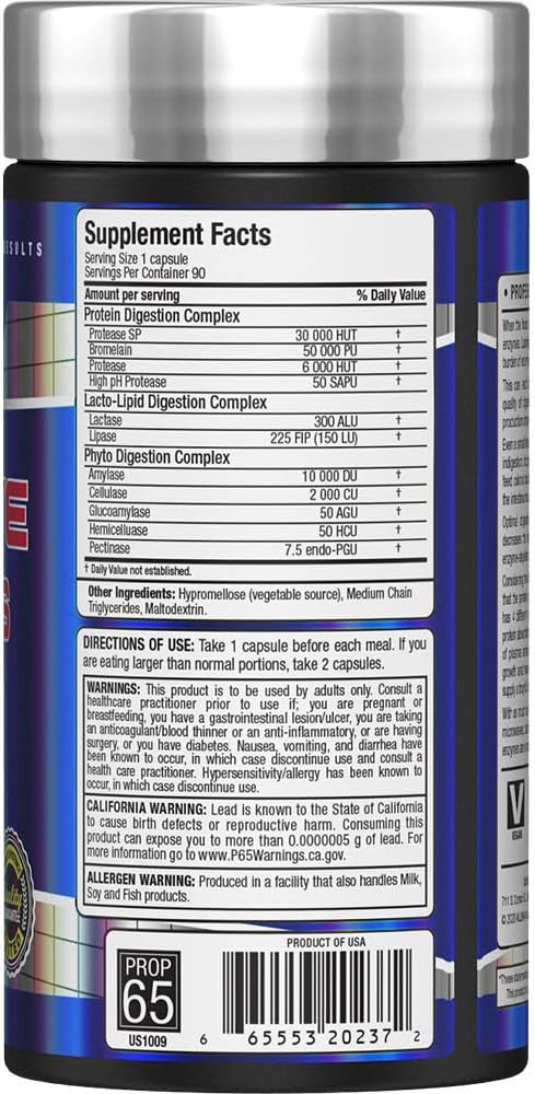 ALLMAX Digestive ENZYMES - 90 Capsules - Supports Enhanced Nutrient Digestion &amp Optimal Protein Absorption - with 11 Highly Active Enzymes - 90 Servings