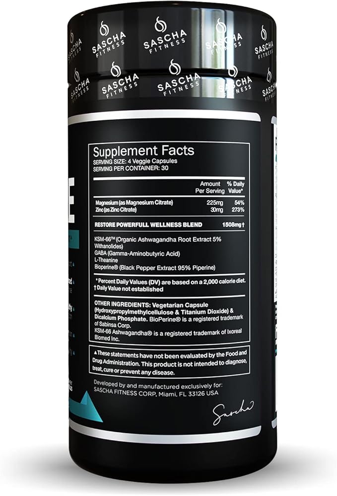 SASCHA FITNESS Cortisol Night Support Pills | Metabolism &amp Hormonal Balance | Promotes Quality Sleep | Restore | Vegan Weight Loss Supplement – 120 Natural Capsules
