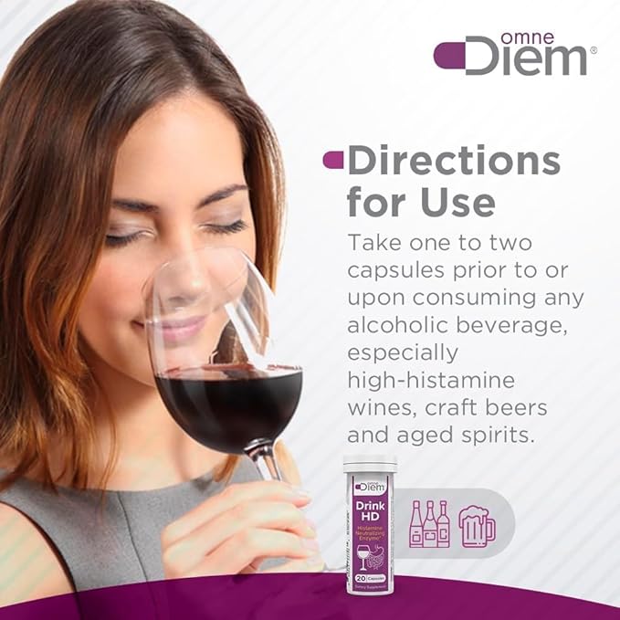 Omne Diem DrinkHD – 90 Count | DAO Enzyme Supplement with Diamine Oxidase | Delayed Release Capsules