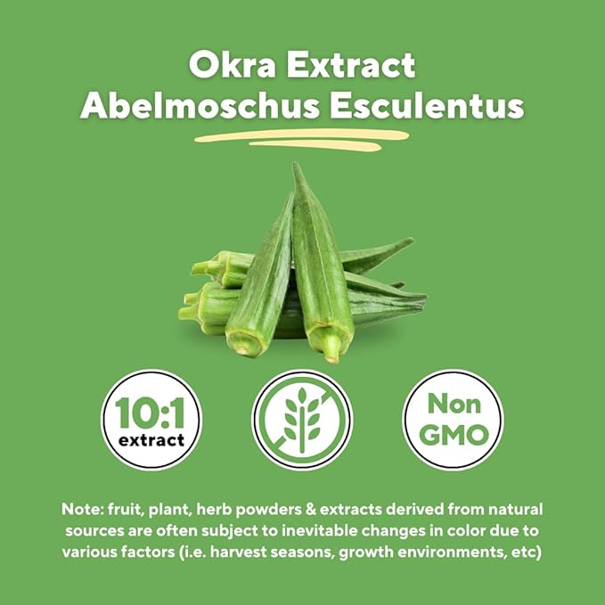 Vitapia Okra Extract - Heart Health Antioxidant Gut &amp Digestion Wellness Support - 10:1 Ratio &amp 120 Veggie Capsules - Non-GMO Gluten-Free Vegan Supplement