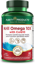Krill Omega 10X more EPA &amp DHA with CoQ10 Super Formula from Purity Products. 60 SOFT GELS