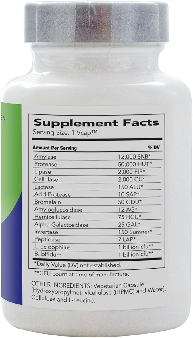 AbsorbAid Platinum Digestive Enzyme Support 120 vCaps 12 Digestive Enzymes Plus 2 Probiotics for Maximum Relief