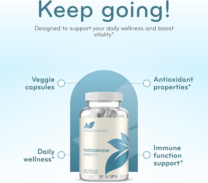 Nattokinase 4000 FU Enzyme Supplement - Double Strength Nattokinase Supplement from High Potency Non-GMO Gluten Free Natto Extract - 1 Capsule Serving - (200 Servings)