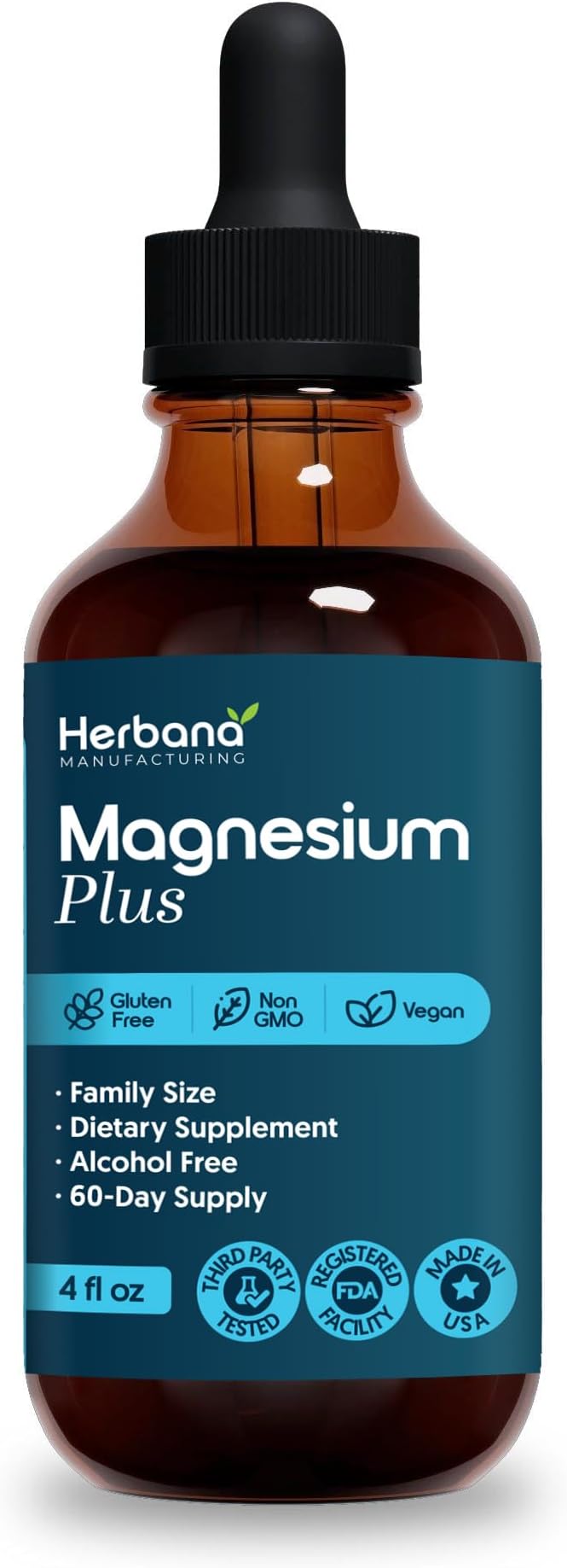 Magnesium Complex Plus 4 fl oz Liquid Drops - Advanced Magnesium Citrate Glycinate L-threonate with Vitamins B6 D C Supplement - High Potency 100% Absorption - 60-Day Supply