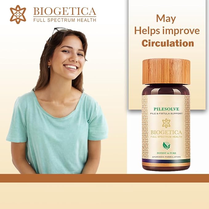 Biogetica Pilesolve Natural Herbal Supplement with Licorice and Ginger - Non-GMO - 100% Vegan Ayurveda Supplement Powder