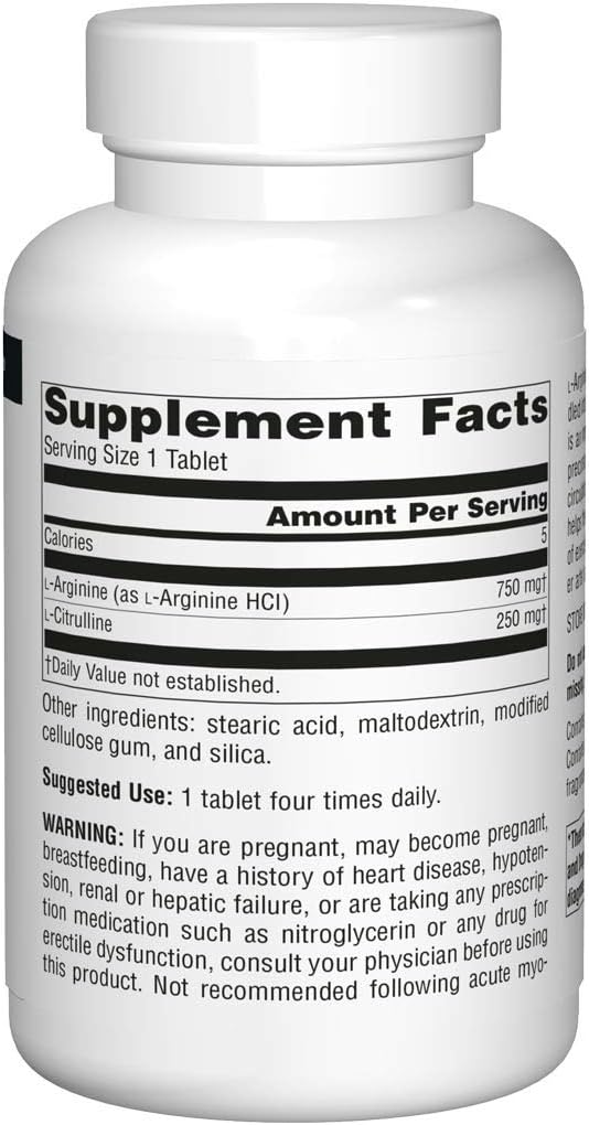 Source Naturals L-Arginine L-Citrulline Complex Essential Amino Acid Supplement Supports Peak Performance* 1000 mg - 240 Tablets