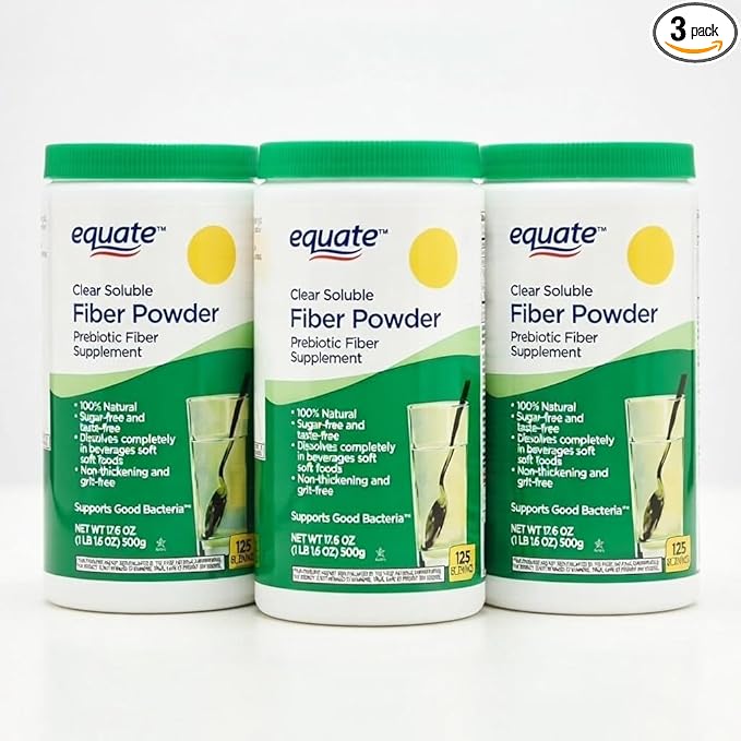 Equate Clear Soluble Fiber Powder Prebiotic Supplement 52.8 oz 375 Servings Sticker