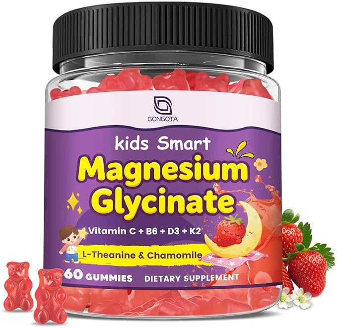 Magnesium Glycinate Gummies for Kids &amp Adults - 400/200mg Magnesium Supplement with L-Theanine Chamomile D3 &amp K2 Kids Sleep Gummies Melatonin Free for Zzz &amp Relax Cognition - Sugar Fr